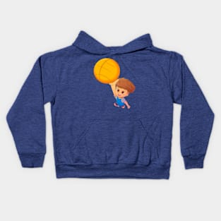 Basketball boy making a basket Kids Hoodie